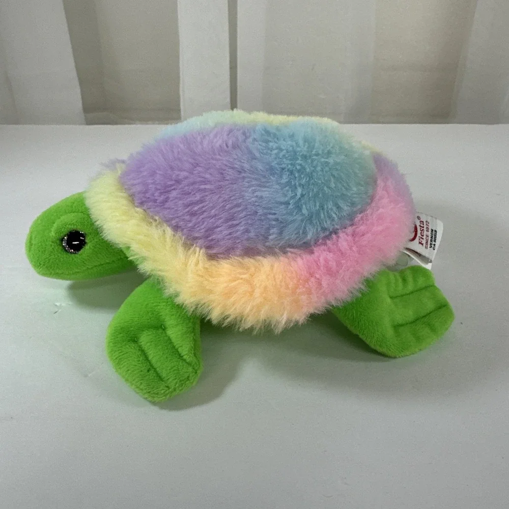 Fiesta Rainbow Sherbet Turtle Plush Glitter Eyes 7